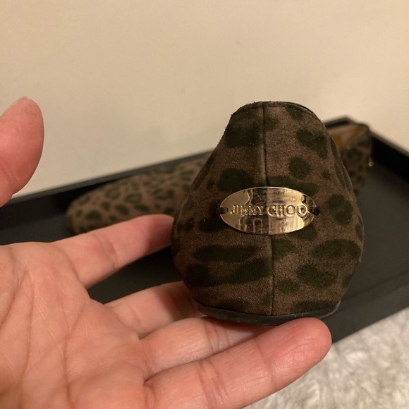 Auth Jimmy Choo Animal Print Brown Black Flats - Picture 7 of 14